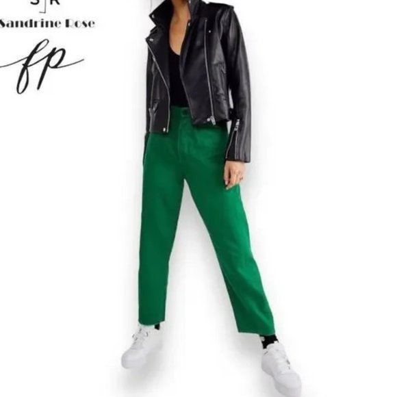 Free People X Sandrine Rose Virgin Label Jeans Sapin Green New With Tags NWT Qty - Picture 1 of 13